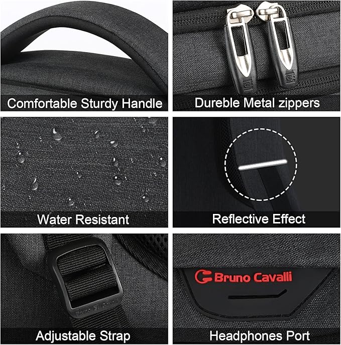 Laptop Backpack,Business Travel Anti Theft Slim Durable Laptops Backpack with USB Charging Port,Water Resistant College Computer Bag for Women & Men Fits 15.6 Inch Laptop and Notebook - Black