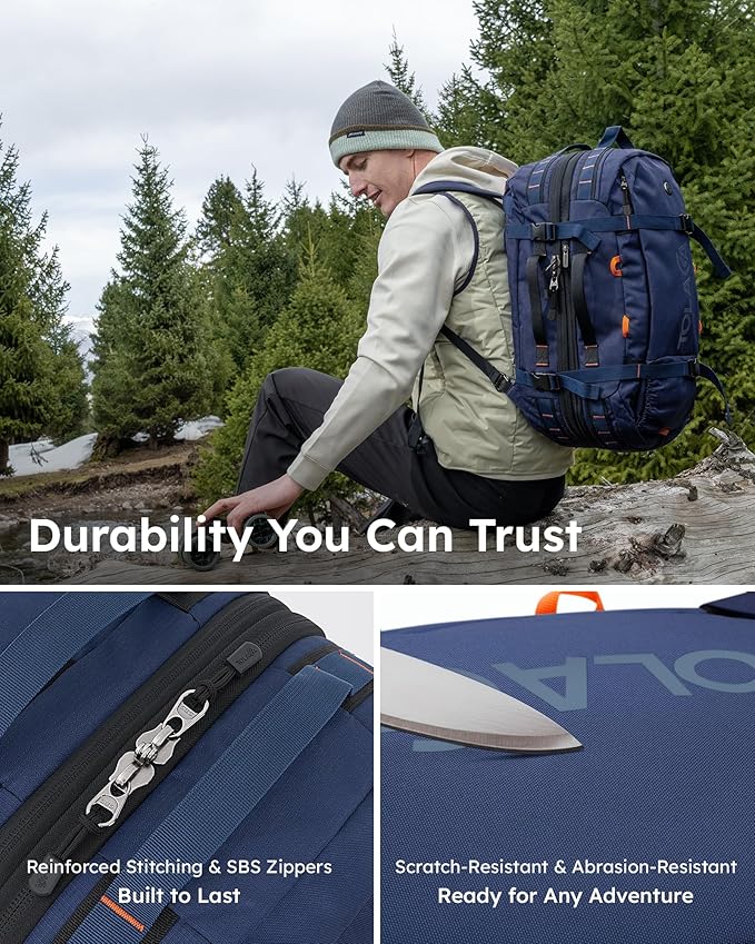 Tolaccea Travel Laptop Backpack, Large Carry on Backpack Flight Approved Convertible Duffle Luggage Bag Daypack Work Business Rucksack Fits 16" Laptop for Men Women 3 Carrying Ways, 40L-50L Expandable