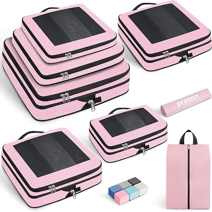8 Set/6 Set/4 Set Compression Packing Cubes for Travel, Lightweight Vacation Travel Essentials, Travel Accessories for Suitcase Organizer Bags Set, Durable Luggage Organizer