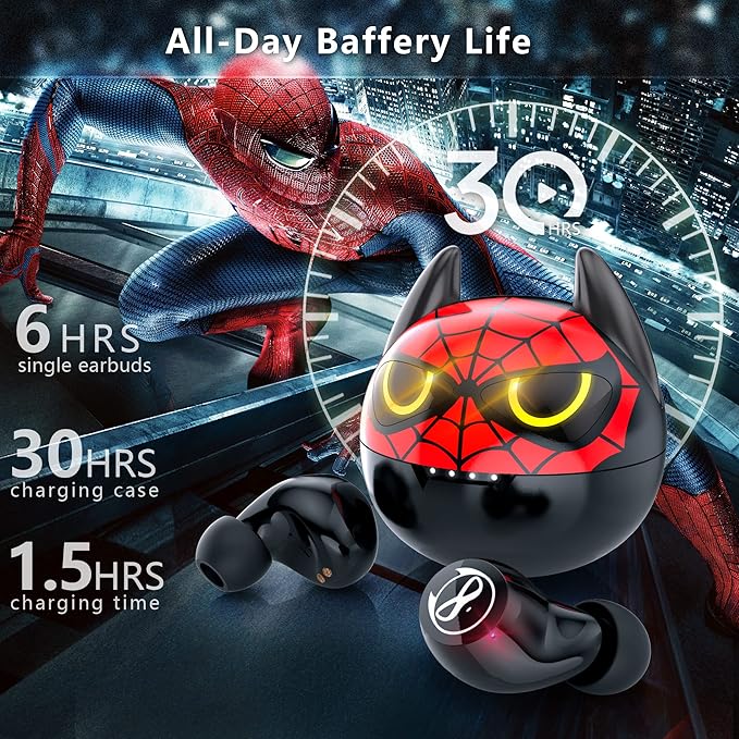 Gaming Wireless Earbuds Kids Bluetooth 5.0 Headphones with Mic 36H Playtime IPX6 Waterproof Noise Reduction Premium Sound LED Display USB-C Kids Wireless Earbuds for Workout Gaming Sport