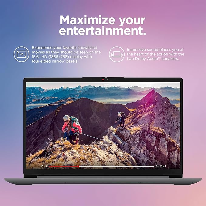 Lenovo IdeaPad Laptop Computer 2025, 15.6" Display, 20GB RAM, 1.6TB Storage (1TB SSD + 128GB eMMC + 500GB Ext), Intel Dual Core Processor, Long Battery, MarxsolAccessory, 1 Year Office 365, Win 11