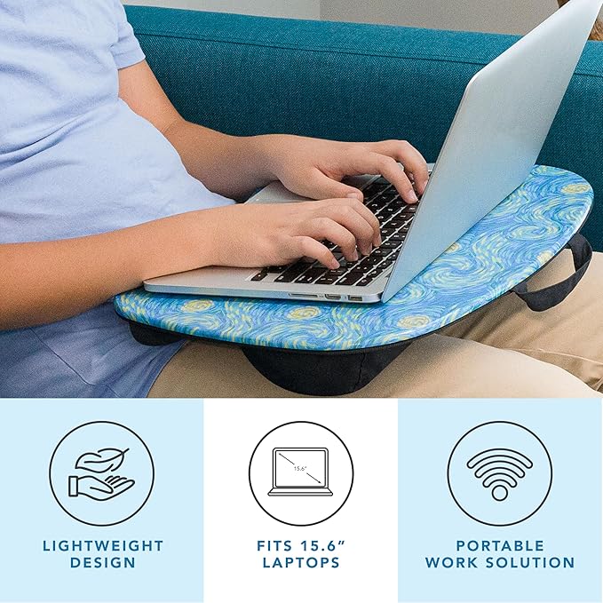 LAPGEAR MyStyle Portable Lap Desk with Cushion - Starry Blue - Fits up to 15.6 Inch Laptops - Style No. 45339