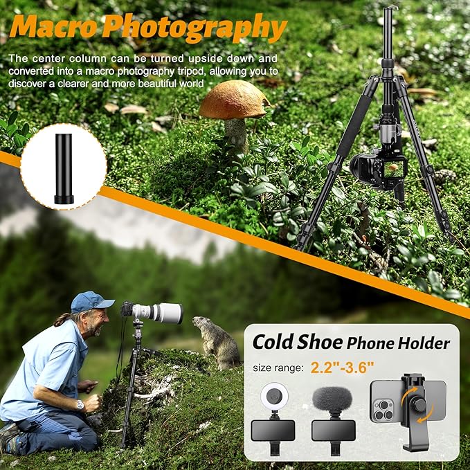 JOILCAN Tripod for Camera, 81" Aluminum Camera Tripod Monopod, Heavy Duty Travel Tripods for Spotting Scope Binoculars Laser Level, Payload 35Lb