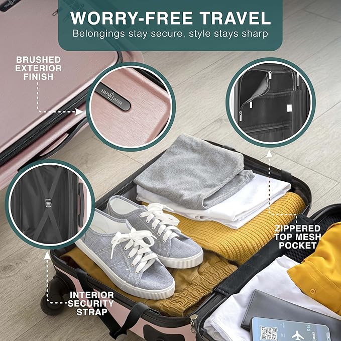 Luggage Sets 3 Piece, 22 Inch Carry on Luggage and 28 Inch Suitcases with Wheels Spinner, Durable Hard Shell Suitcase Set, Expandable Travel Suitcase, Pink