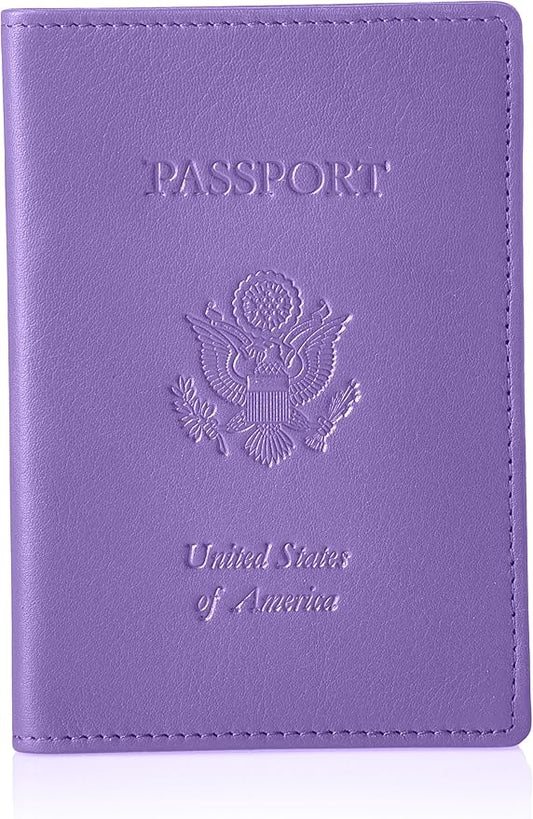 Royce Leather RFID Blocking Passport Travel Document Organizer in Leather, Purple 2, One Size
