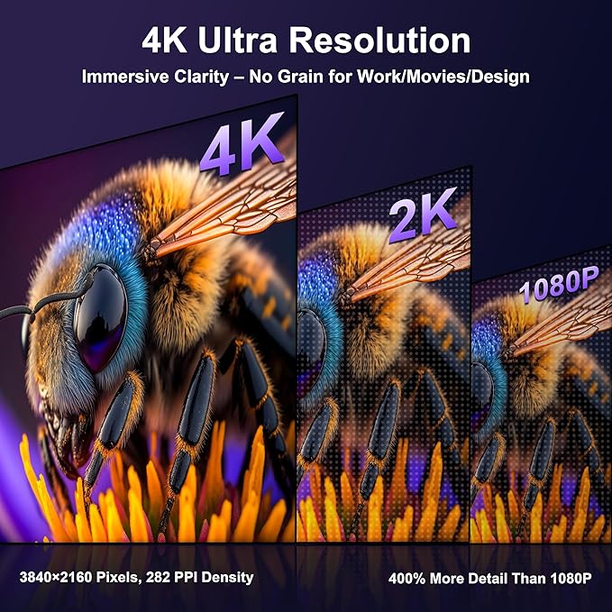 4K Portable Monitor 15.6" 3840×2160P（16:9） Screen 100sRGB IPS Display, with HDMI & USB-C Plug & Play, External Monitor for Laptops/MacBook/PCs/Phones/Xbox/Switch/ PS4/5/NVR