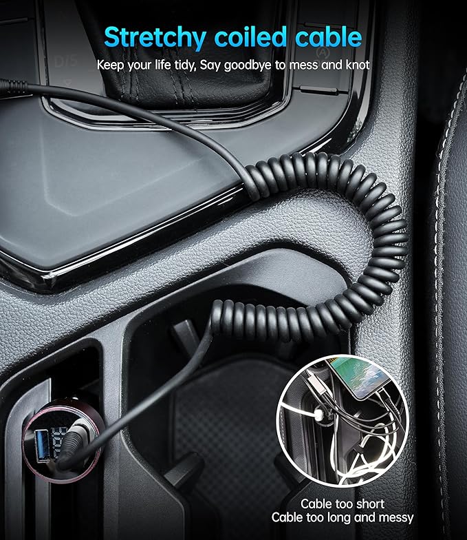 USB C Cable 3A Fast Charging 5FT Coiled USBC to USBC Charger Cable for Car, Short USB Type C Cord for iPhone 17/16/15/Pro/Plus/Pro Max/Samsung Galaxy S23, Compatible All Type C Devices-2Pack