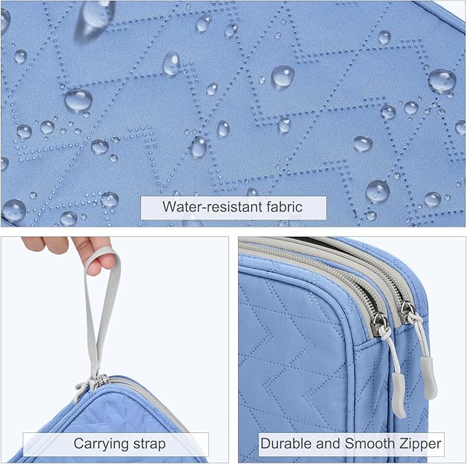FYY Electronic Organizer, Large Travel Cable Organizer Bag Pouch Electronic Accessories Carry Case Portable Waterproof Double Layers All-in-One Storage Bag for Cable, Cord, Charger, Pattern Blue