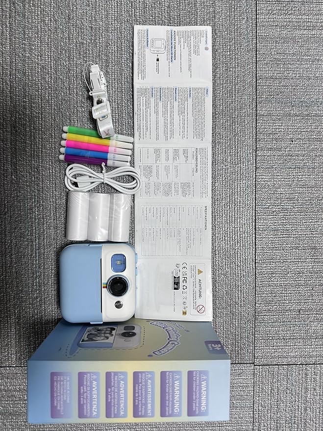 Kid Camera for Boys,Portable Toddler Blue Printing Camera Toy 1080P Video Cameras Children Instant Print Camera for Kids 3 Print Paper & 32G Card Christmas Birthday Gifts（Blue）