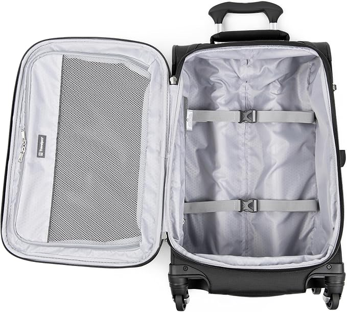 Travelpro Maxlite 5 Softside 2pc Set Expandable Carry On Luggage with 4 Spinner Wheels/Soft Underseat Tote, Lightweight Suitcase, Men and Women, Black