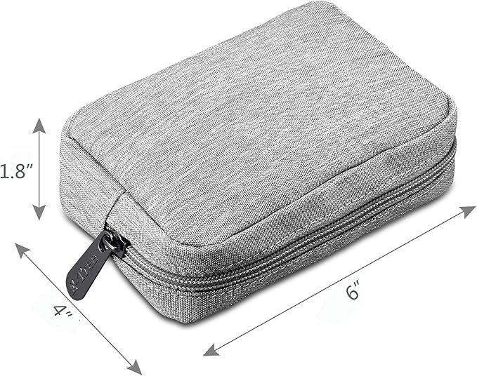 E-Tree Small Makeup Bag, Cosmetic Toiletry Skin Care Make up Little Items Pouch for Purse, Zipper Mini Tech Charger Cable Electronic Organizer Case, Travel Accessories for Women Men Teen, Grey