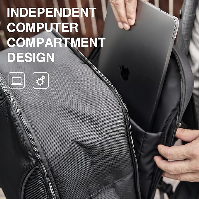 TSA-Friendly Travel Backpack with Laptop Compartment, 30L Carry-On Backpack for Men & Women, 180° Lay-Flat Design, Waterproof & Durable 1000D Oxford, Fits 15.6" Laptop