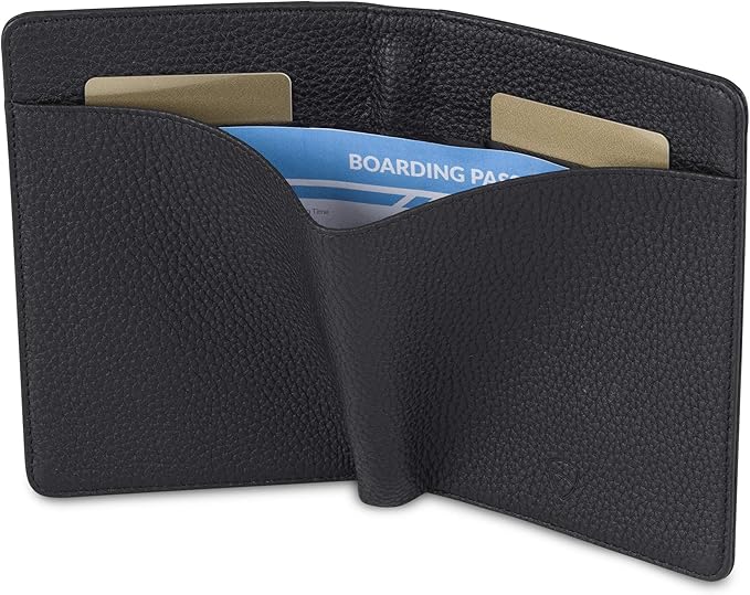 Vaultskin Leather Passport Holder, Slim RFID Blocking Travel Wallet for Men and Women, Fits Passport, Credit Cards, ID, Cash, Passport Cover Ideal Travel Accessories with Gift Box (Kensington)