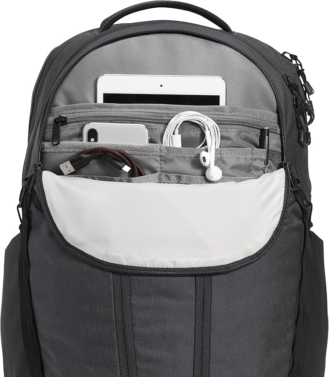 THE NORTH FACE Surge Commuter Laptop Backpack | Daypack with Water Repellent Finish, 16" Laptop Sleeve, Reflective Details, Asphalt Grey Light Heather/TNF Black-NPF, One Size