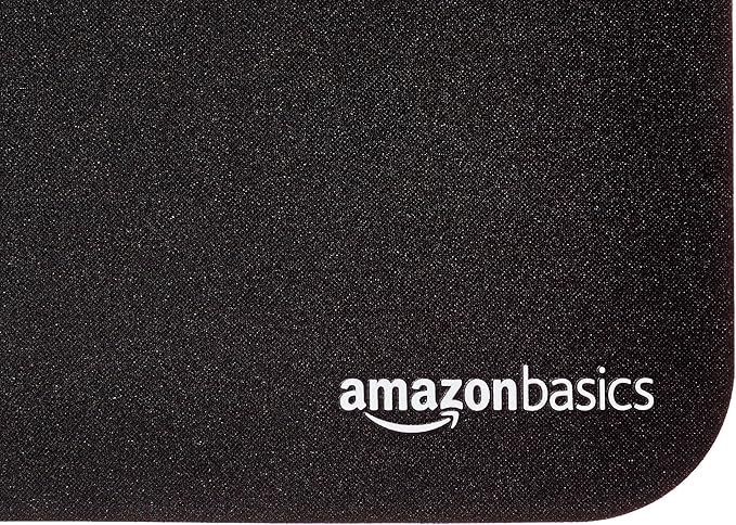 Amazon Basics Square Mouse Pad, Cloth with Rubberized Base, Standard, Black, 12.4L x 10.6W inches